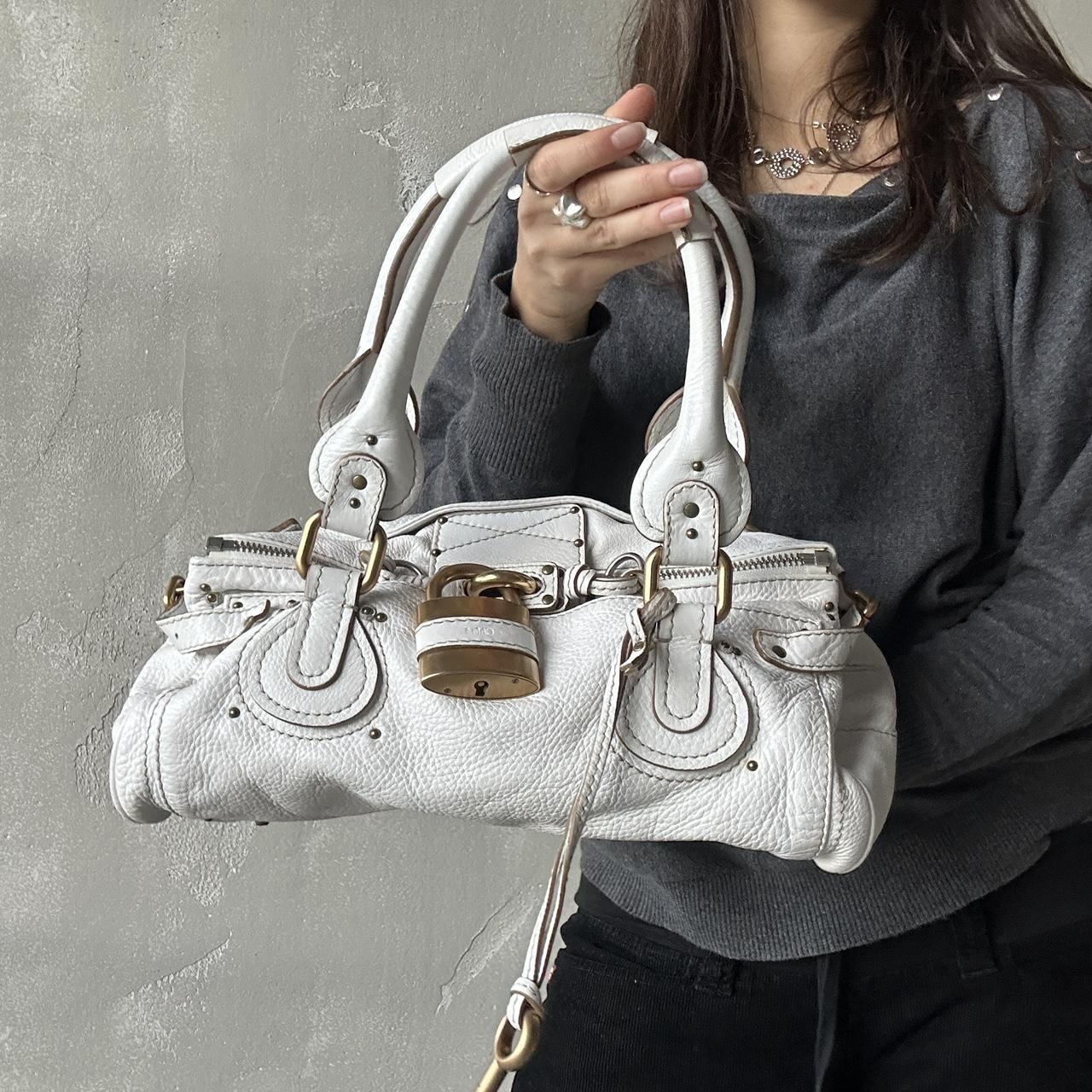 Iconic Chloé Paddington Bag in white leather