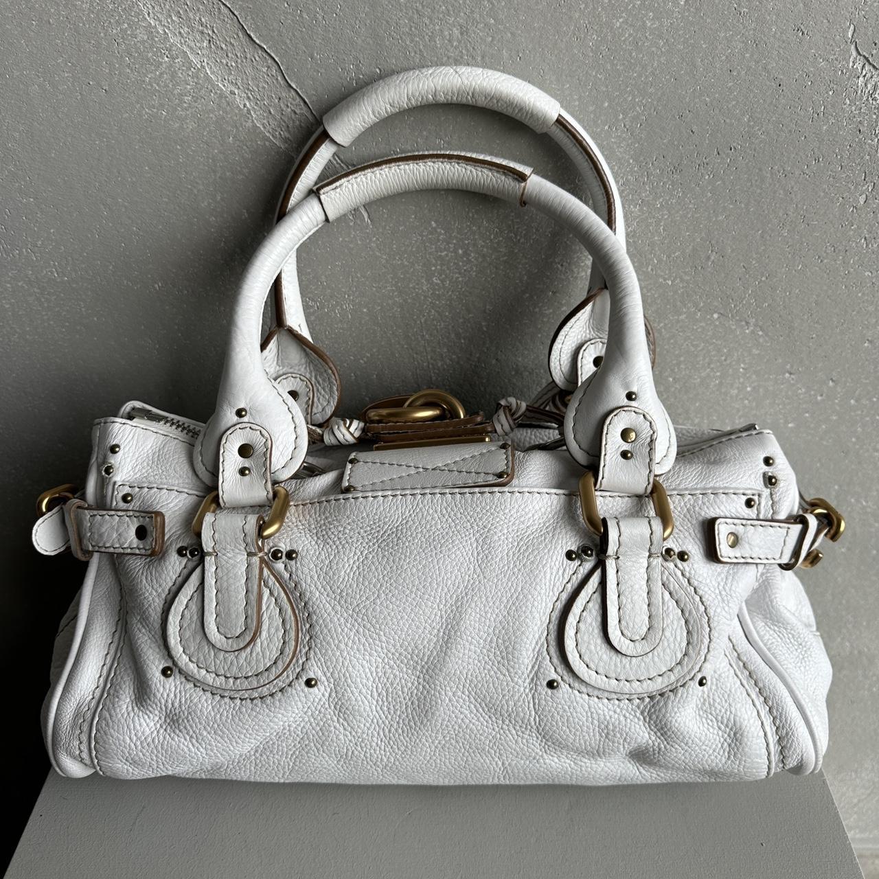 Iconic Chloé Paddington Bag in white leather