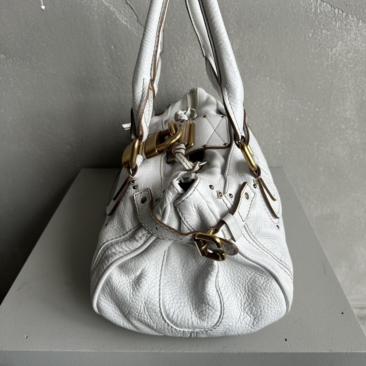 Iconic Chloé Paddington Bag in white leather