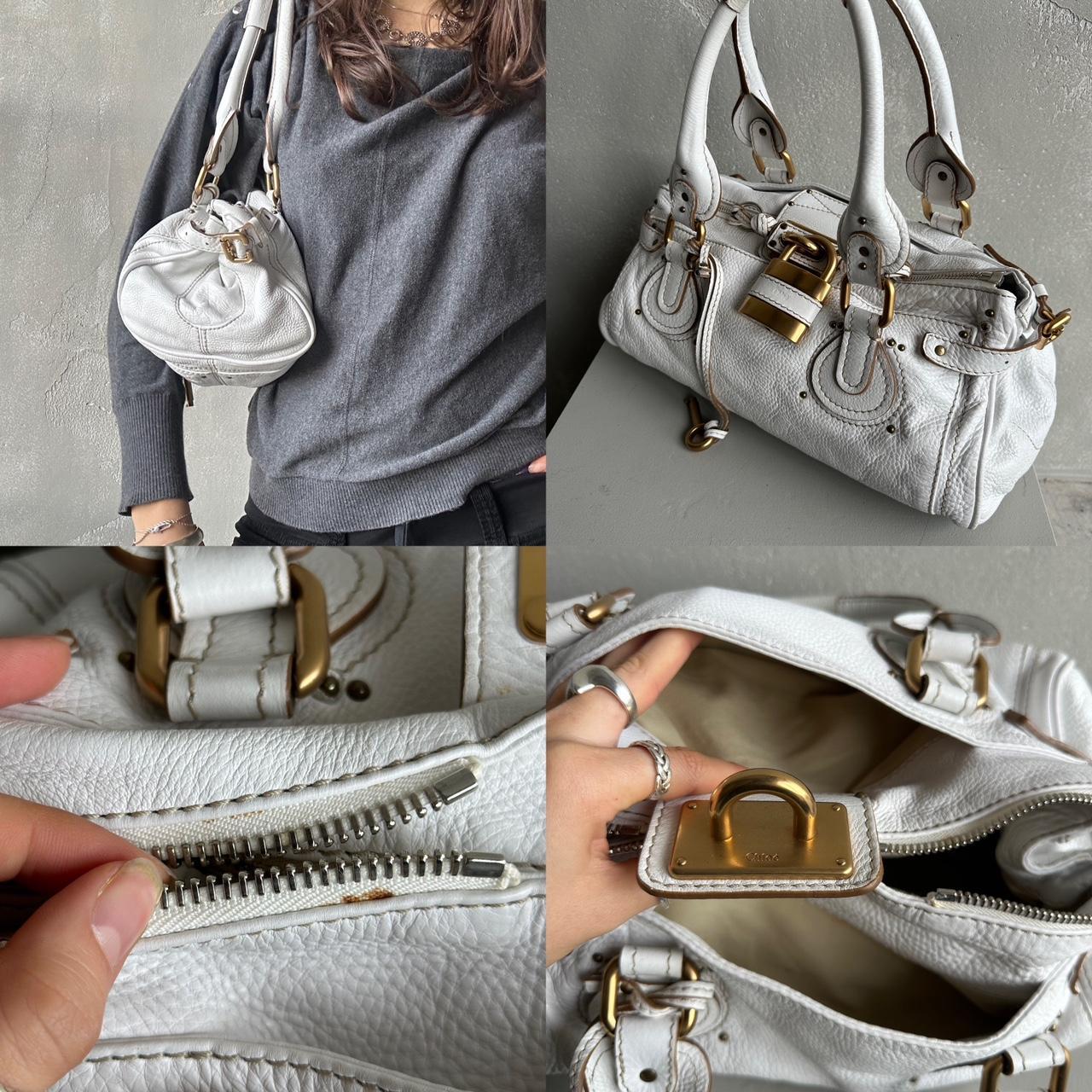 Iconic Chloé Paddington Bag in white leather