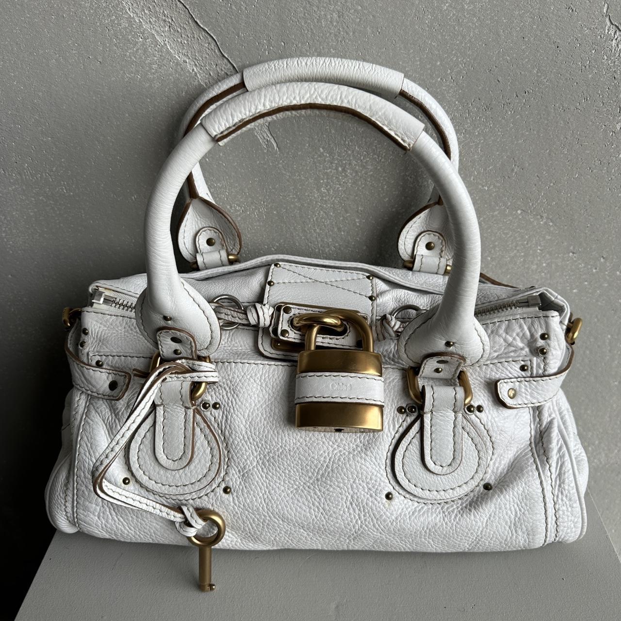 Iconic Chloé Paddington Bag in white leather