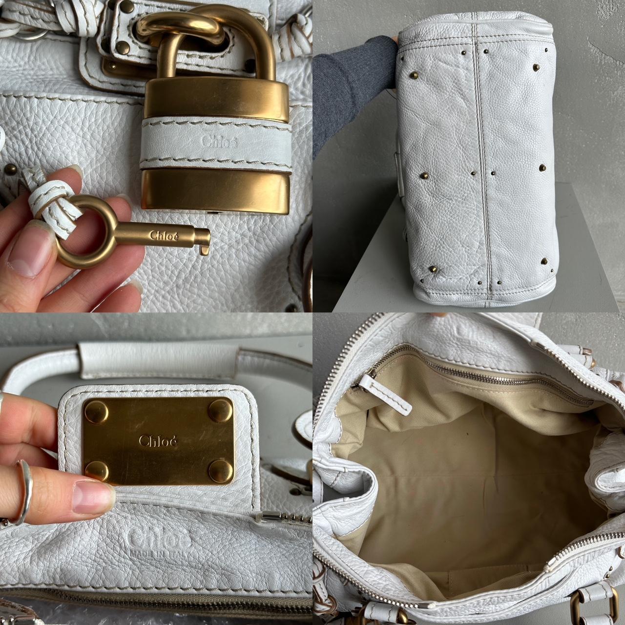 Iconic Chloé Paddington Bag in white leather